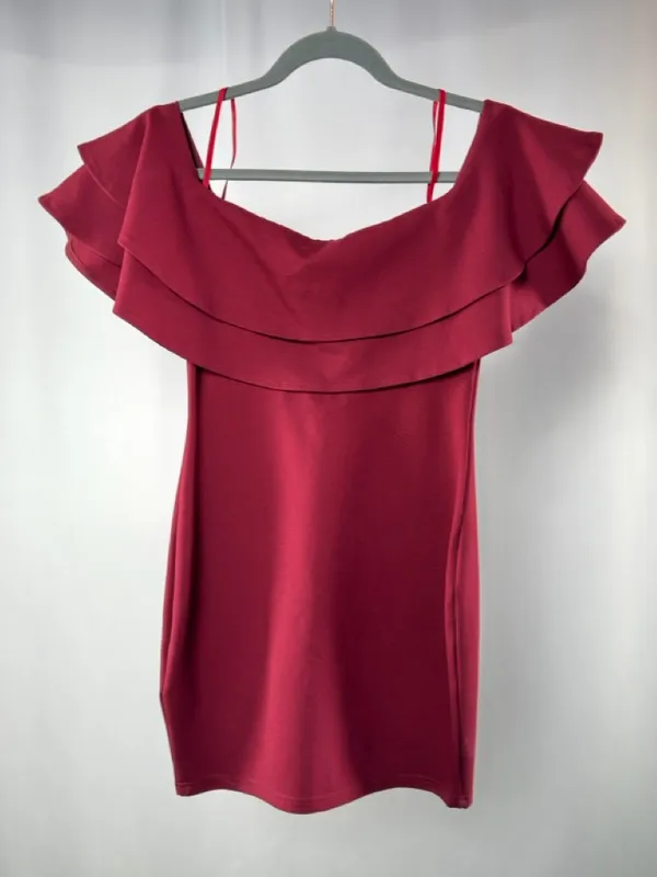 By The Way. Revolve Off the Shoulder Ruffle Mini Dress in Burgundy Size XXS‎ - Image 5