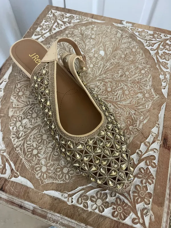 J Renne Gold Embellished Slip -On Mules - Image 5