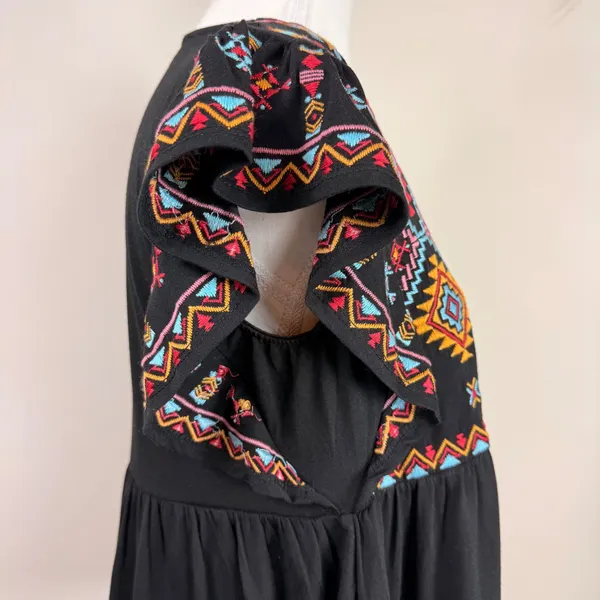 Savanna Jane‎ Black Embroidered Flutter Sleeve V Neck Boho Top Size S - Image 4