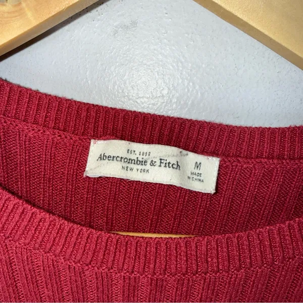 abercrombie fitch Red‎ Ribbed Fitted Sweater Medium - Image 3
