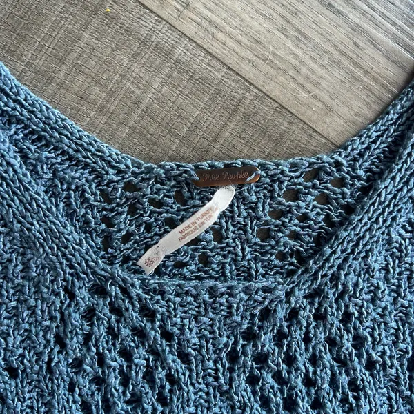 Free People blue crochet knit crochet tank - Image 2