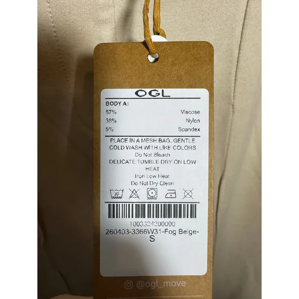 OGL Move Beige Wide Leg Pants Pull On Stretch Trousers Size Small S NWT - Image 6