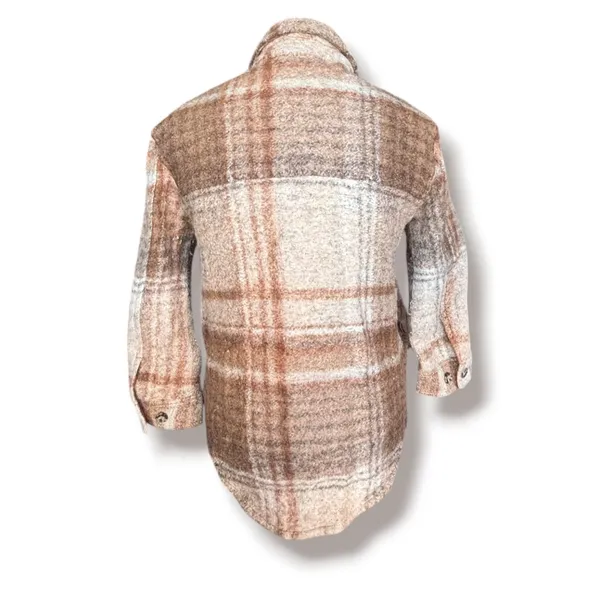 Aritzia Wilfred Free The Ganna Shirt Jacket Plaid Brown Tan Oversized Shacket - Image 6