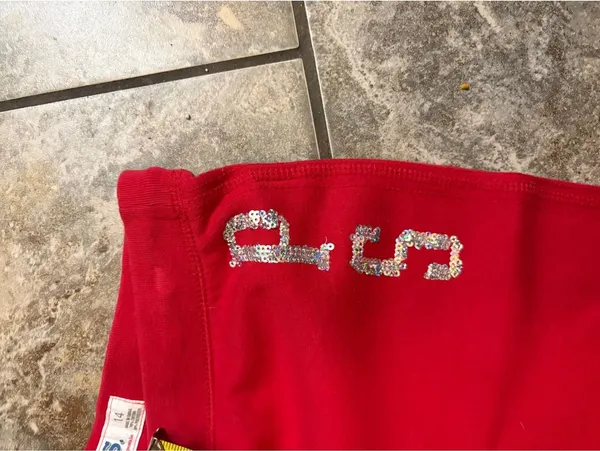 Y2K P.S. Aeropostale Red Sequin Low Rise Flare Sweatpants Girls 14 Or Women XS - Image 3