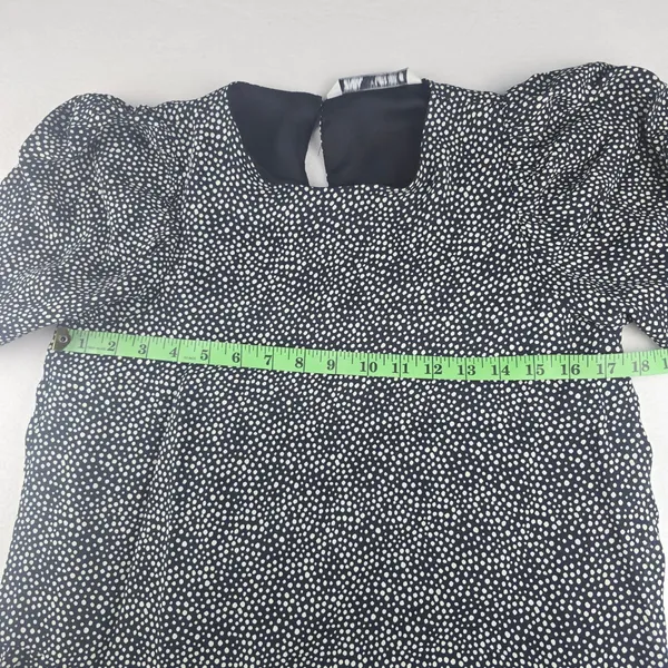 Zara Black White‎ Polka Dot Tiered Ruffle Mini Dress Puff Sleeve Size S - Image 7