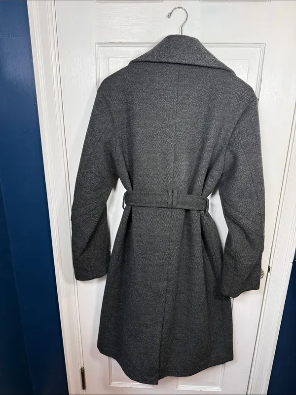 SAM EDELMAN Gray Peacoat Single Breasted Notched Collar Winter Coat Sz M - Image 8