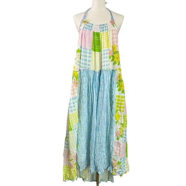 Free People Cottage Embroidered Patched And Pretty Halter Midi Maxi Dress Medium - Image 11