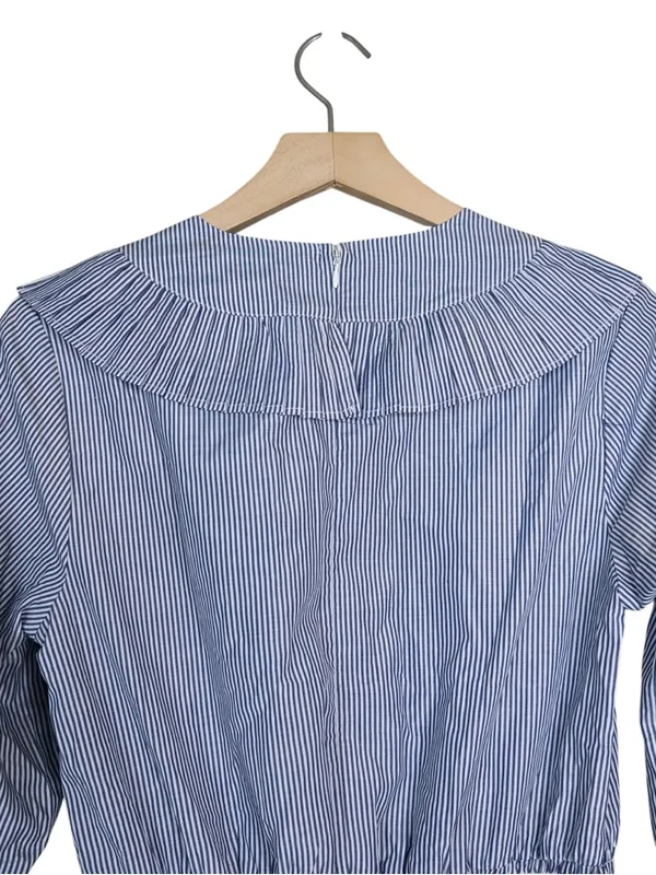 English Factory Women's M Striped Long Sleeve Smocked Waist Lined Mini Dress - Image 4