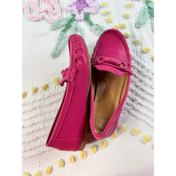 Shosh Womens Hot Pink Bit Driving Loafers Moc Toe Slip On Flats SY76 Size 7.5 - Image 2