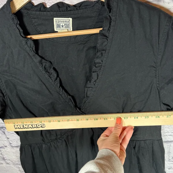 Converse solid black casual dress vneck women’s size large‎ - Image 10