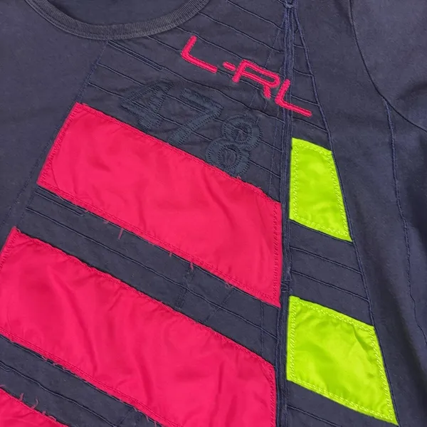Lauren Ralph Lauren T-Shirt Womens L Blue Crew Neck Short Sleeve Colorblock - Image 4