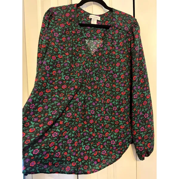 Cupcakes and‎ Cashmere Floral Blouse Womens XL Long Sleeve Keyhole Career - Image 5