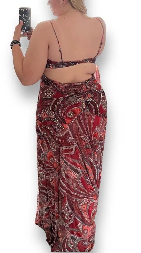 BCBG Maxazria Long Colorful Dress With Open Back - Image 3