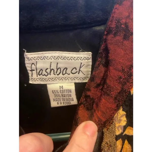 Women's Flashback Brown Floral Embroidered tapestry Jacket Size M - Image 2