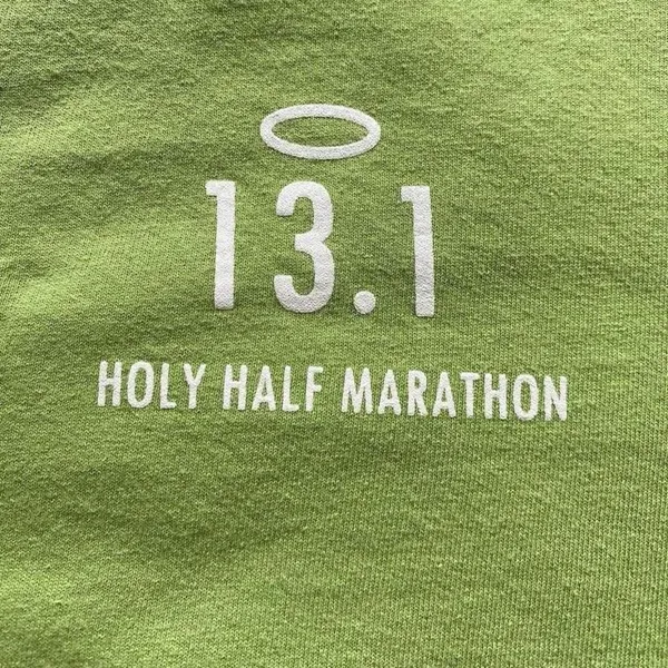 green and white Notre Dame Holy Half Marathon shirt - Image 2