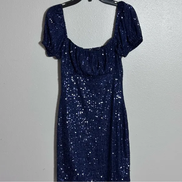Windsor Women Navy Blue Party Season Sequin Bodycon Mini Dress size S.‎ - Image 3