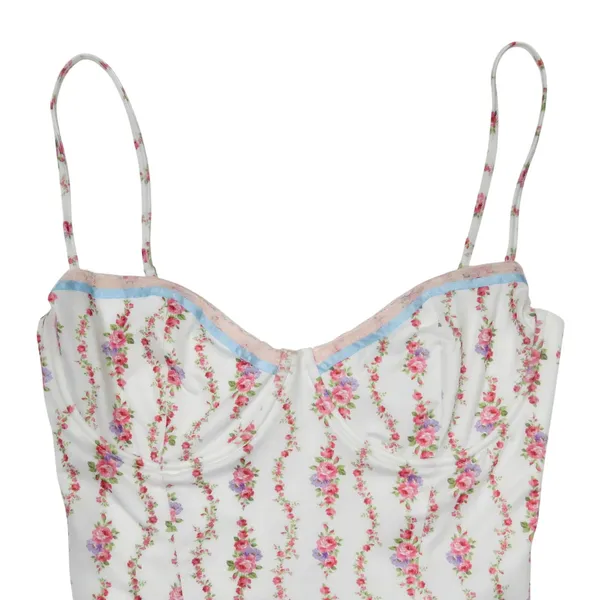 Edikted Indira Floral Lace-Up Corset Camisole Tank Top Large Coquette - Image 7
