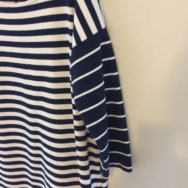 J. Crew Blue & White Stripe 3/4 Sleeve Nautical T-Shirt Jersey Dress‎ - Image 4