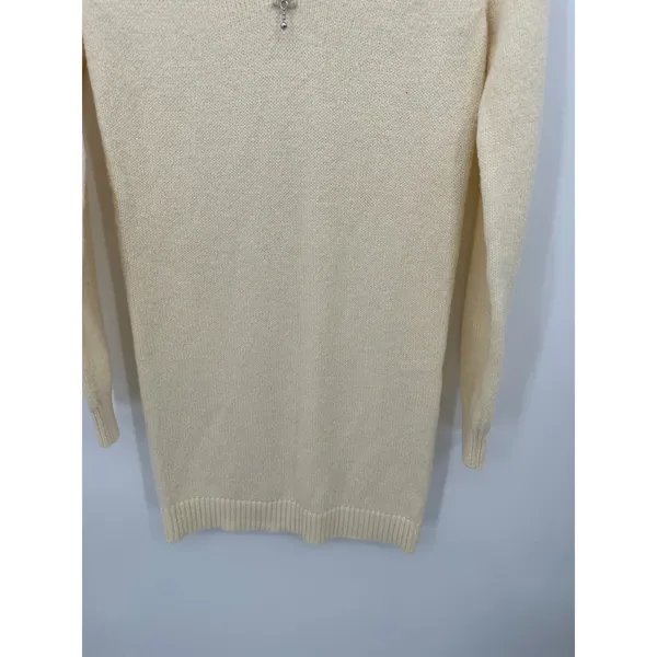Lovers and Friends Cream Wool Blend Quarter‎ Zip Sweater Dress Womens Small Mock - Image 4