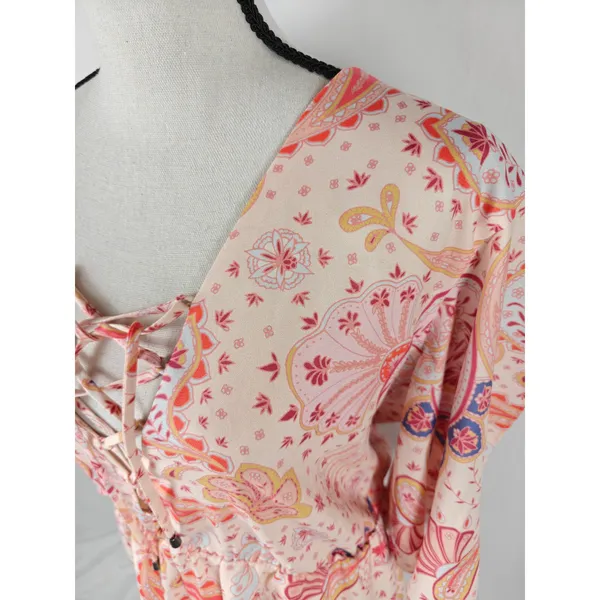Women’s Lovers + Friends Paisley Romper Pink Multicolor Size Large - Image 4
