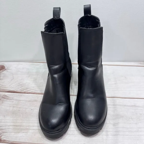 Steve Madden Black Chelsea Ankle Boot Combat Goth Sock Chunky Lug Kiley 11M - Image 3