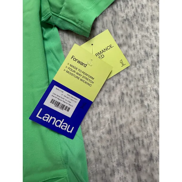 Landau Forward Womens‎ Scrub Top Nu Green Rib Knit V-Neck LT100 XS Regular NWT - Image 3