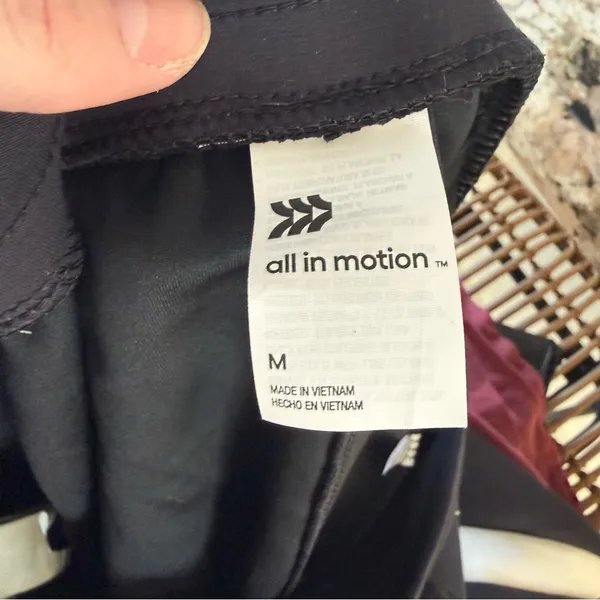 All in Motion Black Wide Leg Track Pants White Side Stripe Size M - Image 5