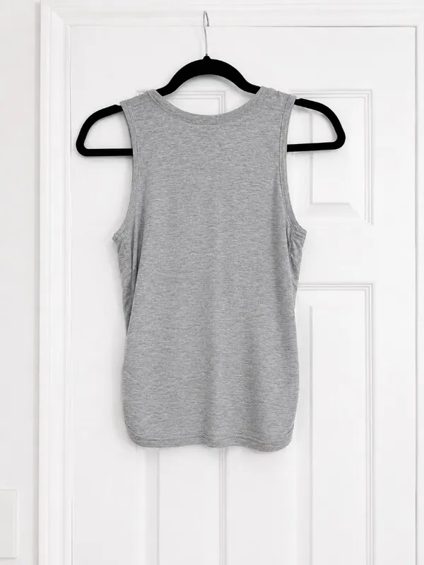 Mono B Gray Overlay Back Tank Top Sleeveless Athleisure Workout Yoga Size Small - Image 2