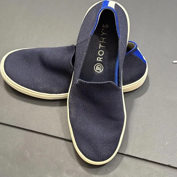 Rothys Navy Blue Classic Slide Sneakers Preppy‎ Quiet Luxury Designer 7.5 Women - Image 4