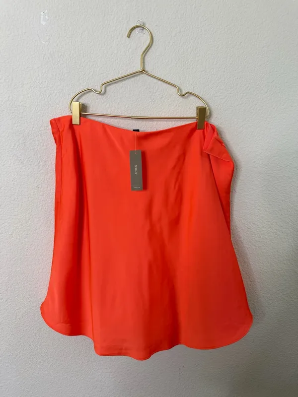 NWT J Crew Gwen Mini Slip Skirt Orange‎ Satin Womens Size XL - Image 3
