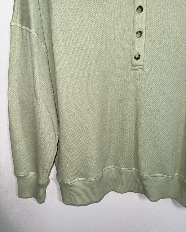 Maurices Henley Drop Shoulder Sweatshirt Light Green Relaxed Fit - Image 5