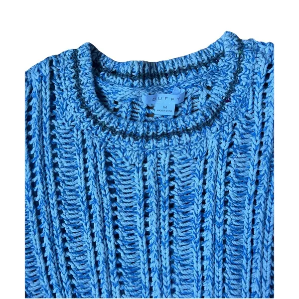Duffy Loose Knit Pointelle Open Stitch Knitted Sweater Cotton Size M - Image 4