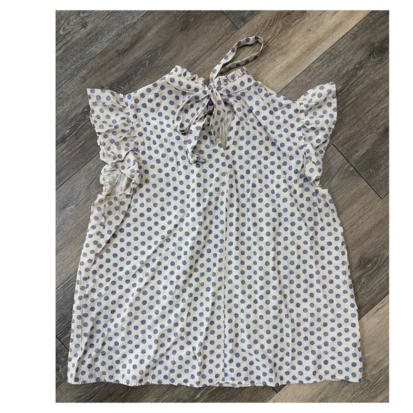 Voy Large Polka Dot Ruffle Blouse Cottagecore Prairie Dainty Feminine Top - Image 2