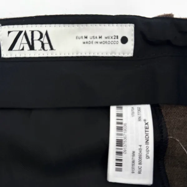 Zara Trousers Women’s M Brown Side Stripe Relaxed Wide Leg Tailored Winter Pants - Image 4