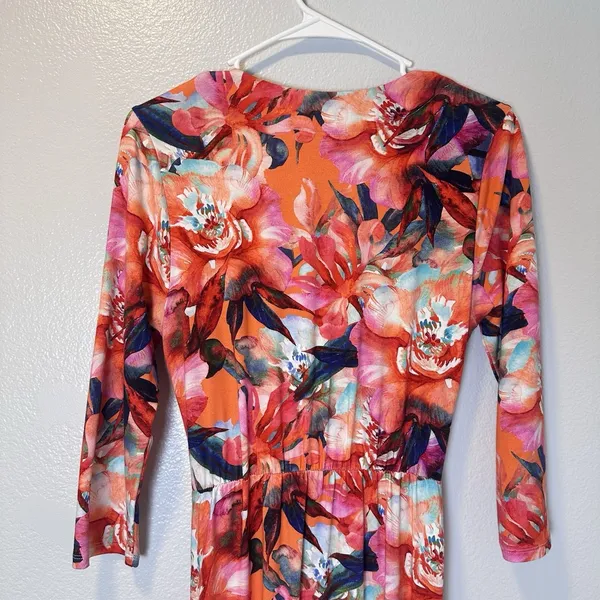 Soft‎ Surroundings Size-S Le Jardin Faux Wrap Maxi Dress Crimson Floral Print - Image 11
