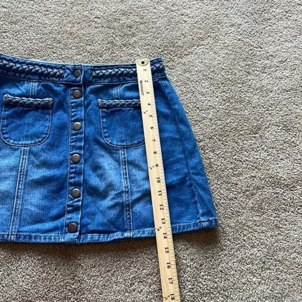 Kendall + Kylie Braided‎ High Waist Button Denim Skirt Size 26 - Image 4