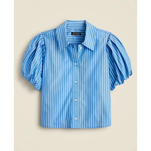 J. CREW Gamine Puff Sleeve Shirt in Stripe Size 4 - Image 2