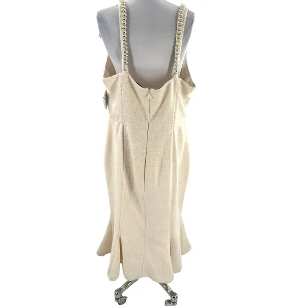 Nadine Merabi Penelope tweed jeweled dress pearl accent‎ neckline - Image 6