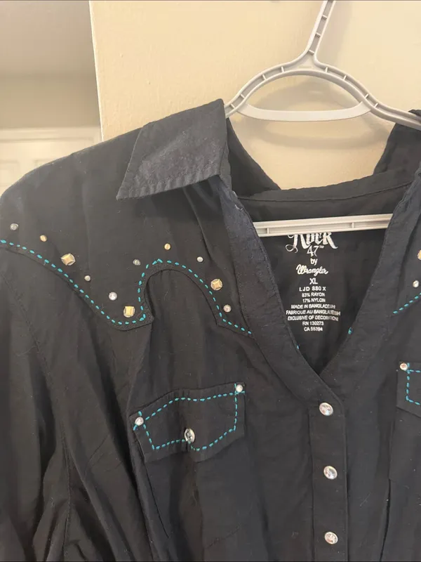Rare Rock 47 by Wrangler Button Front Western Dress, black XL - Image 3