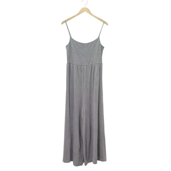 Quince Gray Tencel Jersey Wide Leg Jumpsuit Cami One Piece Sz Large Soft Stretch - Image 2