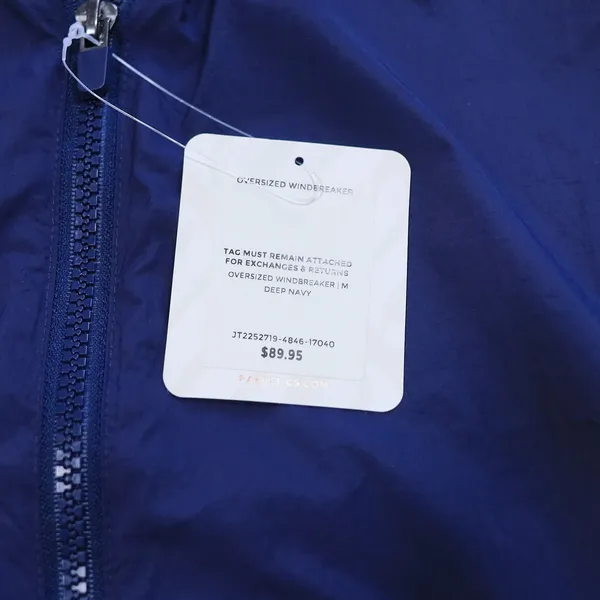Fabletics Oversized Windbreaker Womens Medium Deep Navy Full Zip Nylon Coat NWT - Image 6