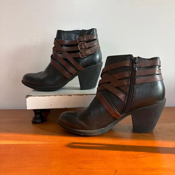 Eurosoft‎ Phoebe Womens Black Brown Multi Strap Buckle Ankle Boots 8154901 7.5M - Image 2