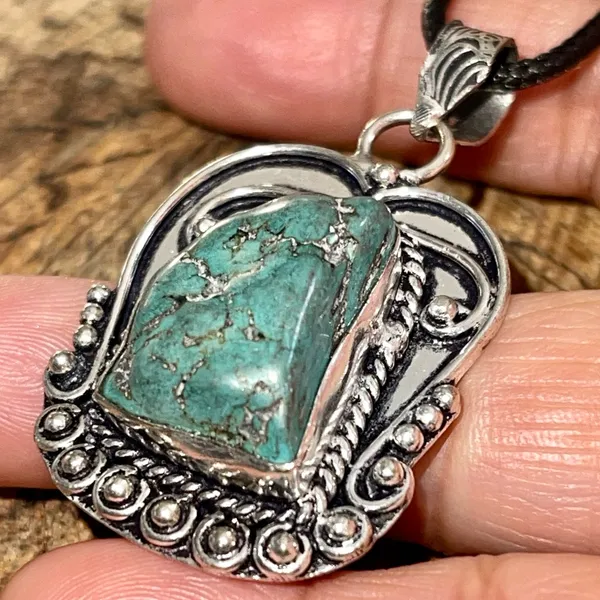 Blister Stabilized Turquoise Pendant 2” Blue - Image 3