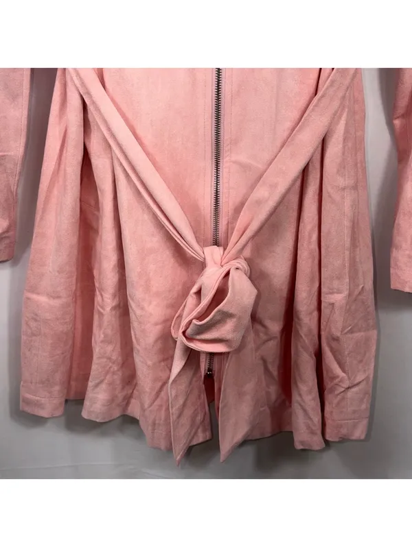Boutique Pink Faux Suede Belted Jacket Large NWOT - Image 4
