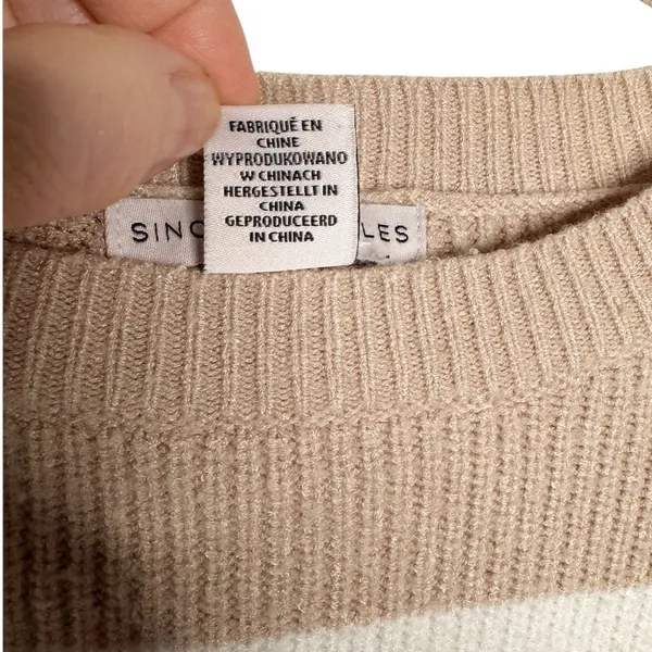 Sincerely Jules Tan White Striped Cropped Sweater Size XS - Image 4