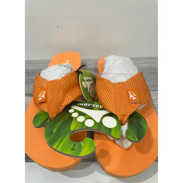 Cudas Womens‎ Orange Woven Strap Thong Sandals Flip Flops Size 7 New - Image 2