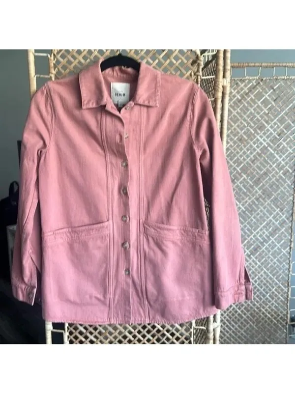 Sézane Will Jacket pink cotton Size xs bust 36 - Image 2