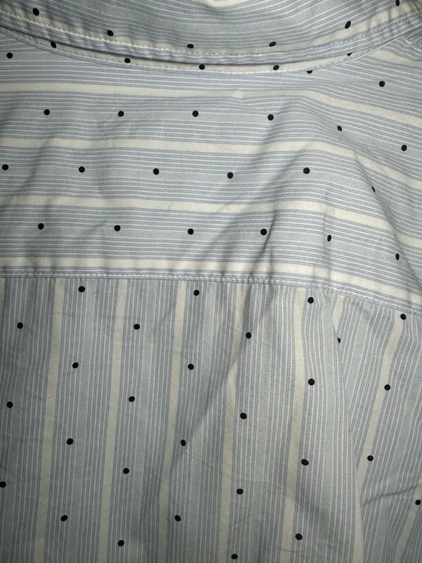 Banana Republic Riley Shirt Size 10 Blue White Striped Polka Dot Long - Image 8