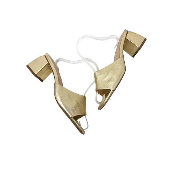 FARYL by Farylrobin Pip Metallic Gold Leather Block Heel Sandals Size 9 - Image 2