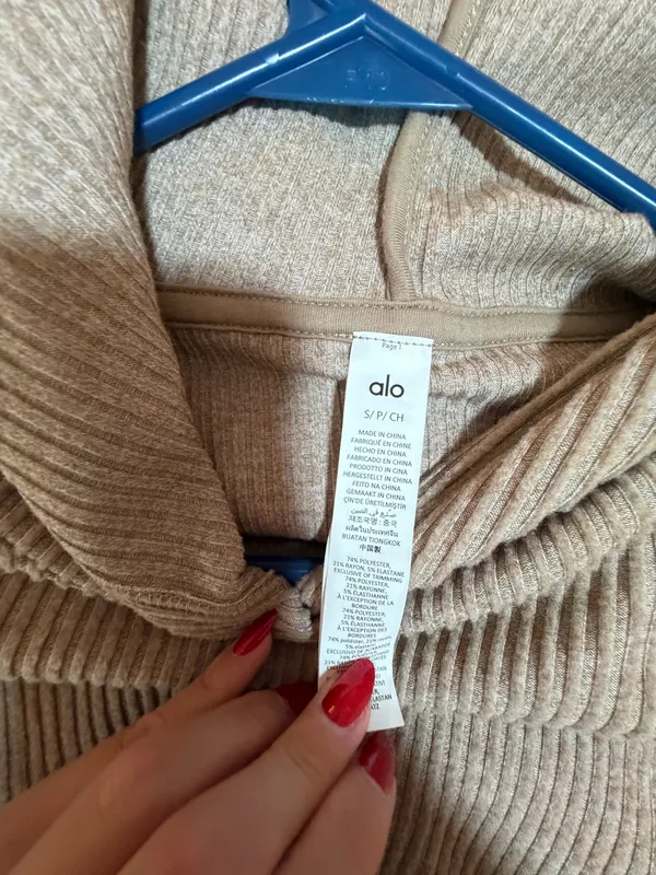 Alo Yoga Tan Cropped Hoodie - Image 3
